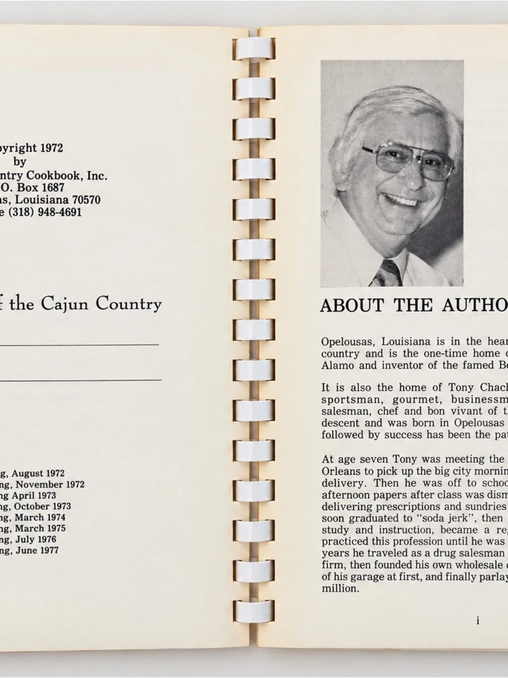 Vintage 1972 Tony Chachere’s Cajun Country Cookbook Revised Edition Louisiana